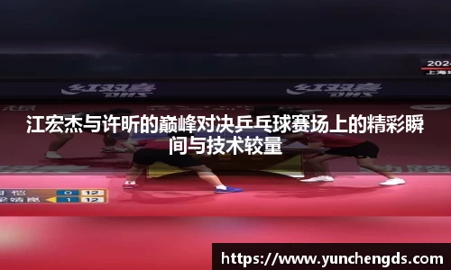 Bwin体育江宏杰与许昕的巅峰对决乒乓球赛场上的精彩瞬间与技术较量